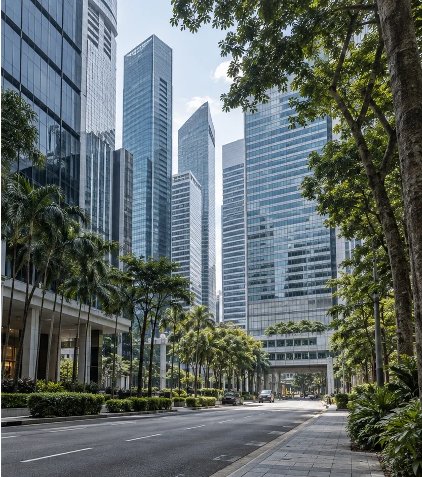 SG city street and towers